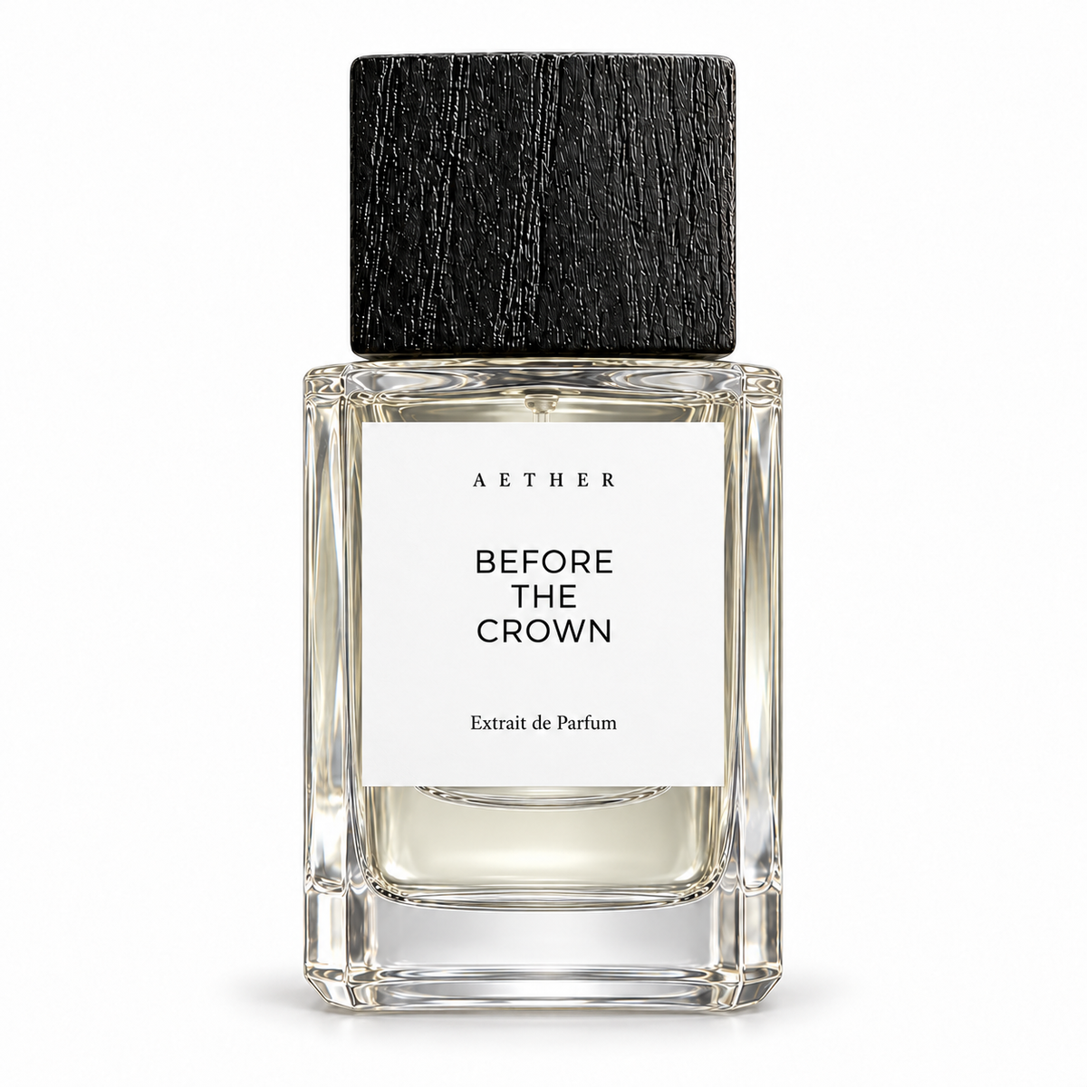 Before The Crown Extrait de Parfum with white label and black square cap