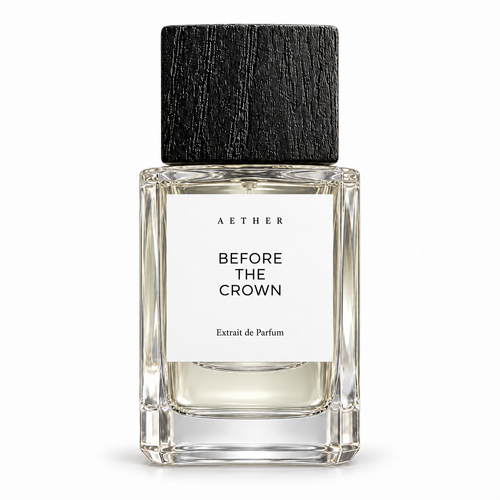 Before The Crown Extrait de Parfum with white label and black square cap