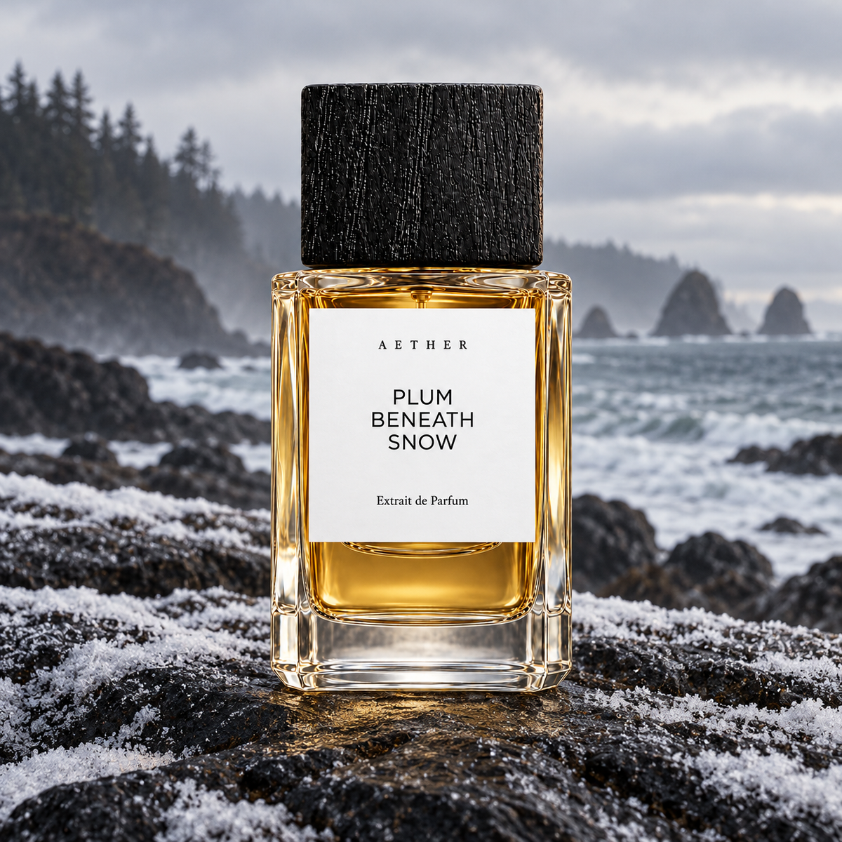 Plum Beneath Snow Extrait de Parfum — atmospheric lifestyle scene
