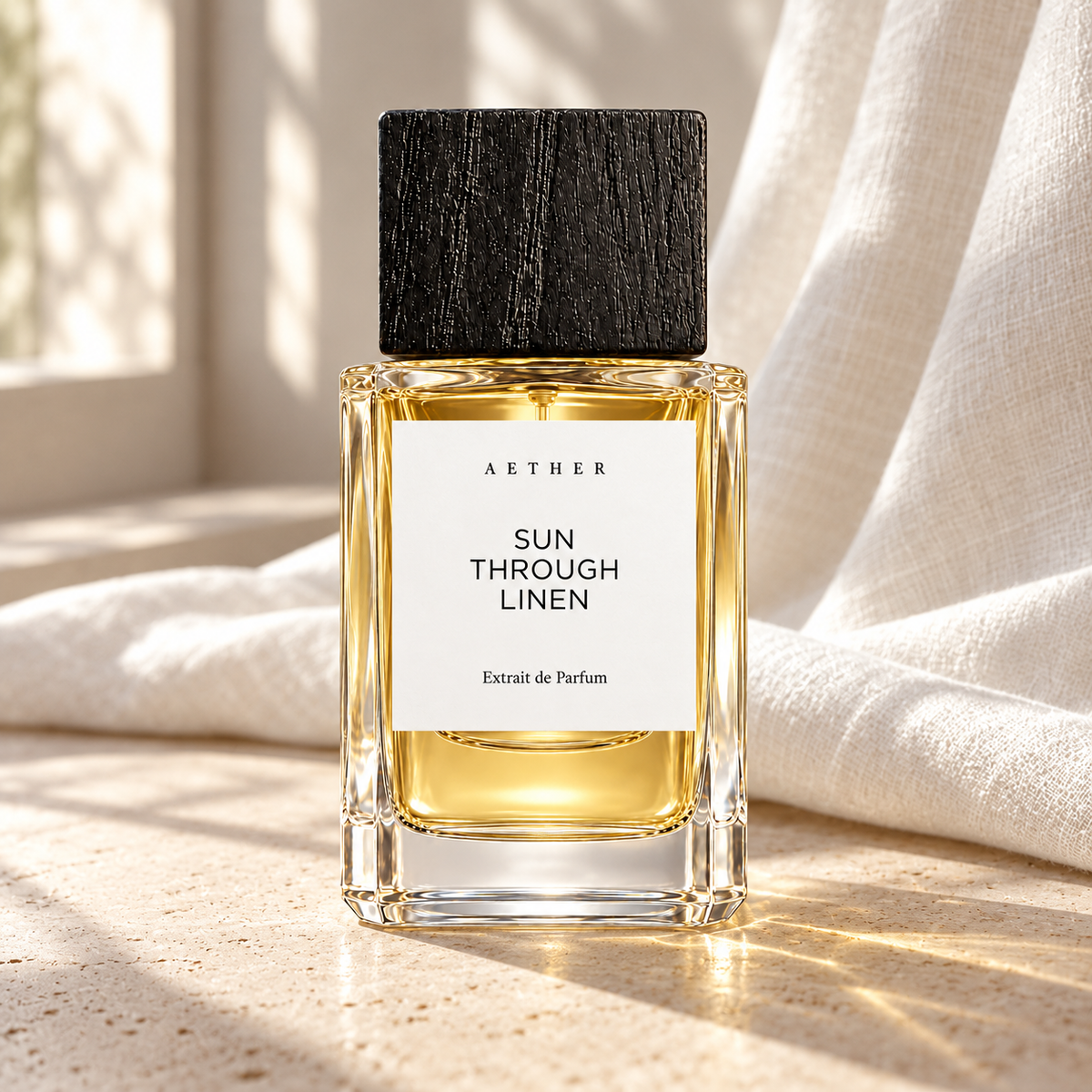 Sun Through Linen Extrait de Parfum — atmospheric lifestyle scene